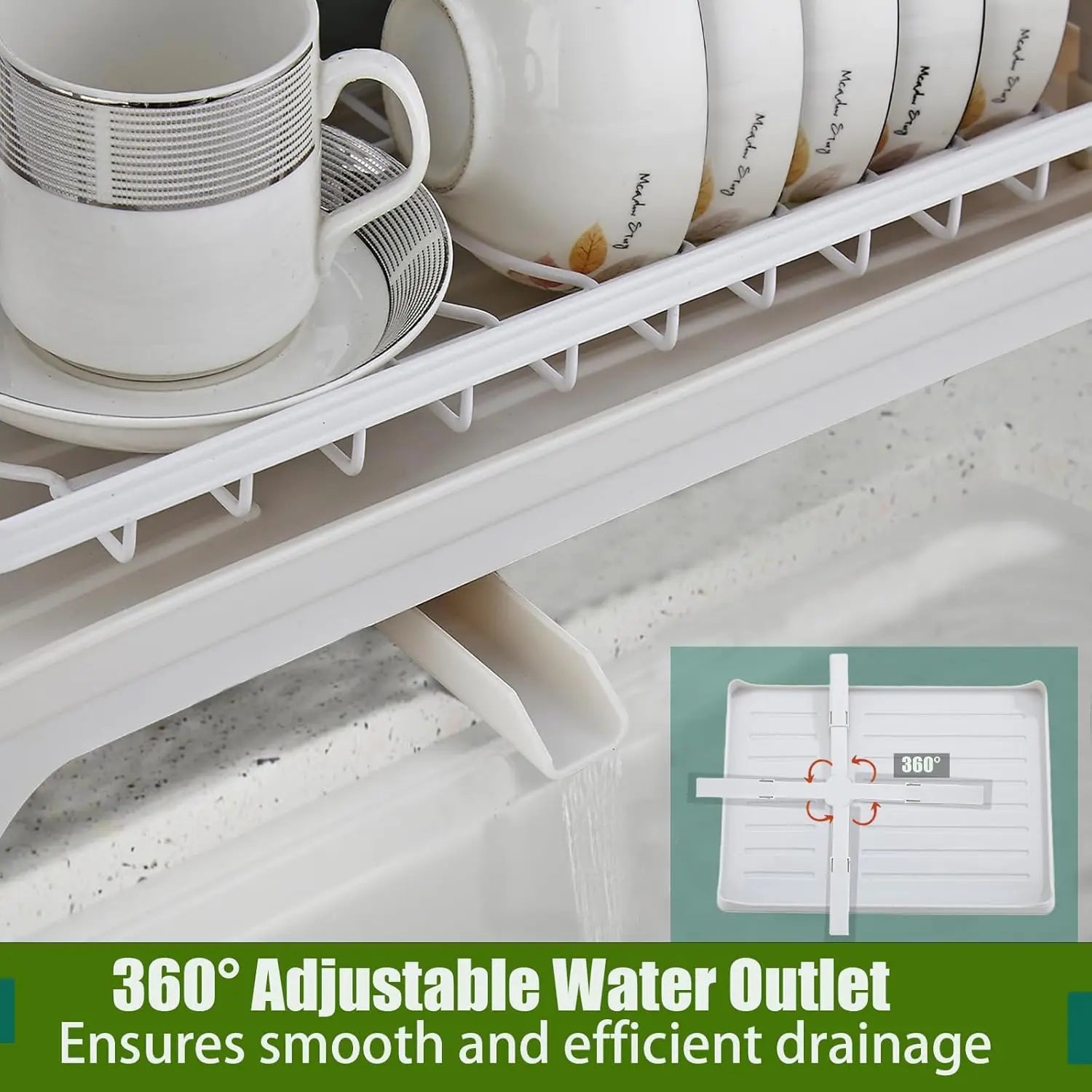 Dish Drying Rack, 2 Tier Dish Racks for Kitchen Counter, Large Drying Rack with Drainboard, Rustproof Dish Drainer Organizer