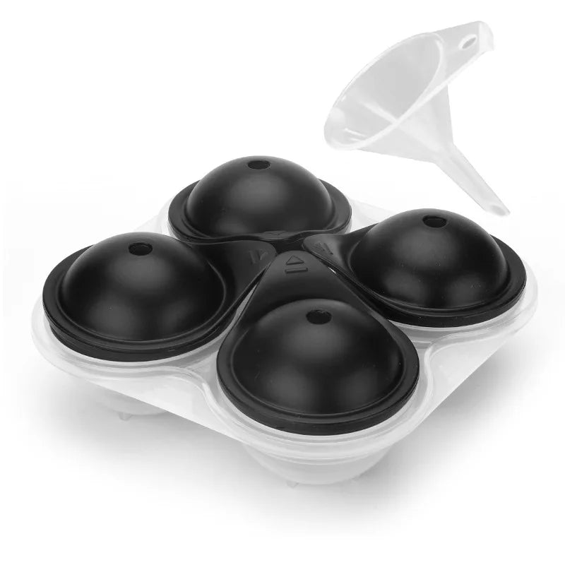 Large Silicone Ice Cube Tray With Lid Big Ice Ball Maker Round Sphere for Whiskey/ Cocktails/Bourbon