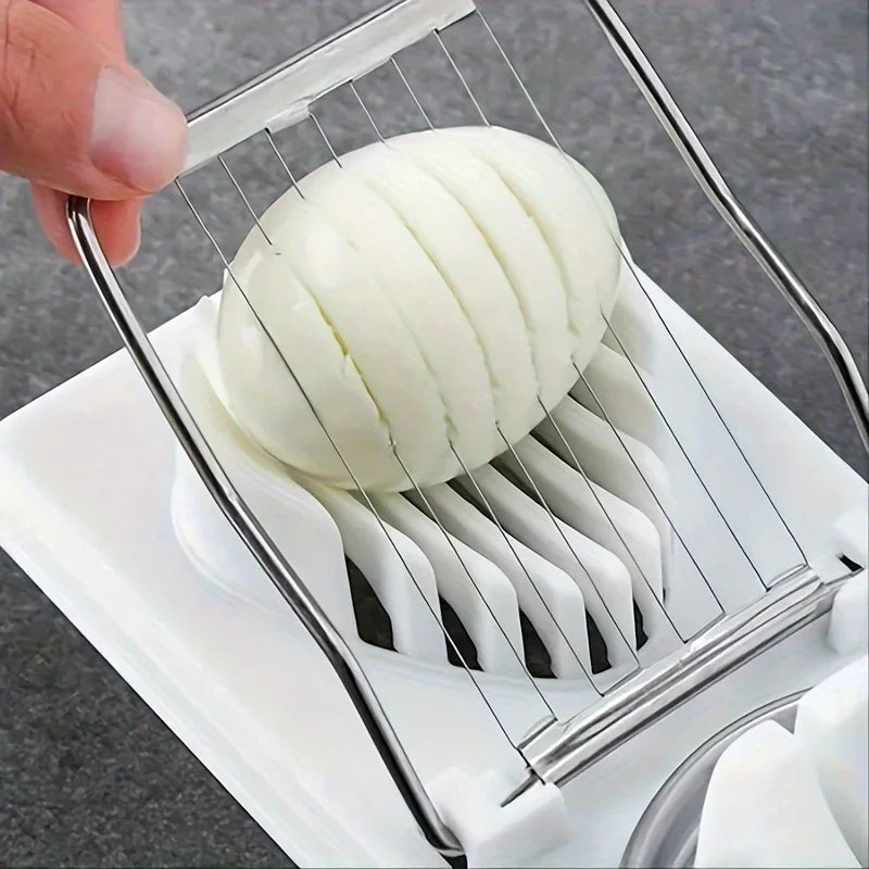 Multifunctional PP Base Egg Cutter 2-in-1 Stainless Steel Wire Pull Egg Cutter for Hanging High-quality Kitchen Accessory Tools