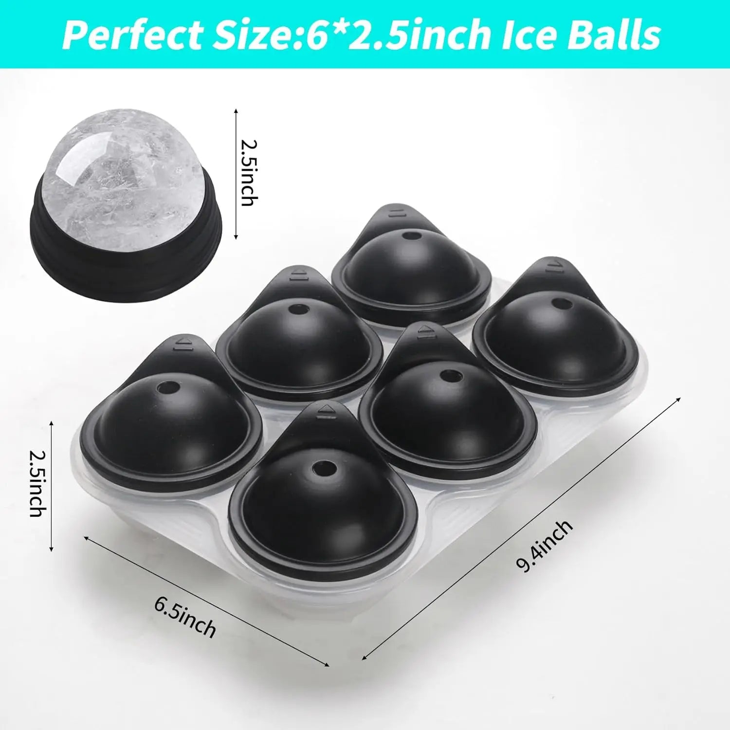Large Silicone Ice Cube Tray With Lid Big Ice Ball Maker Round Sphere for Whiskey/ Cocktails/Bourbon