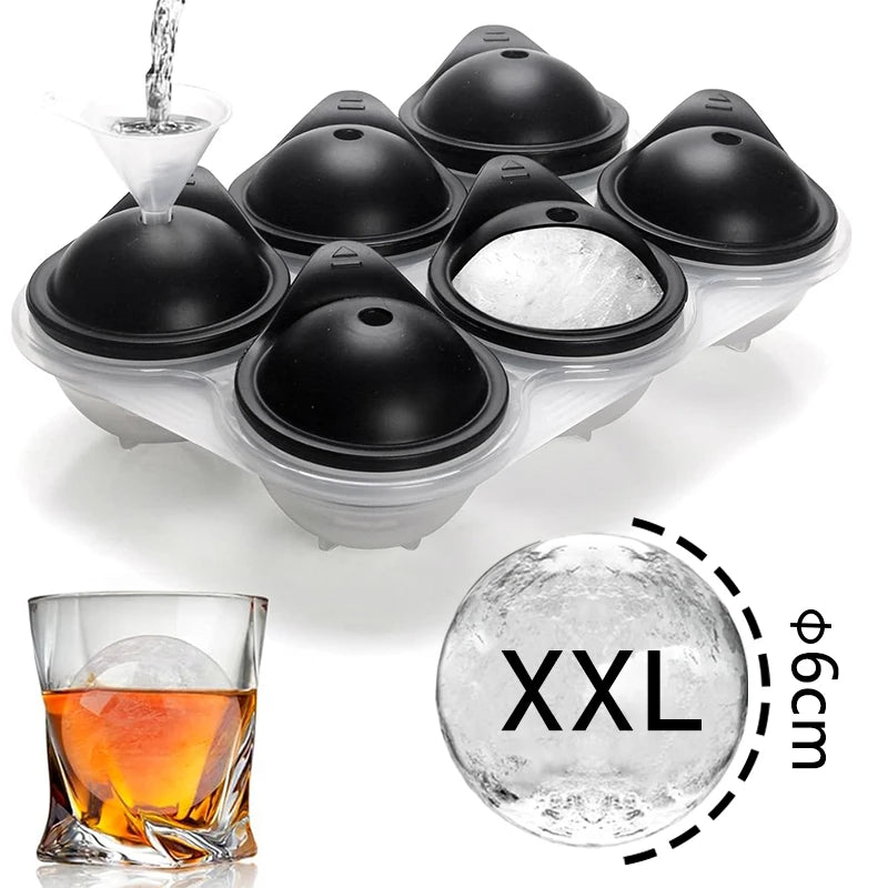 Large Silicone Ice Cube Tray With Lid Big Ice Ball Maker Round Sphere for Whiskey/ Cocktails/Bourbon