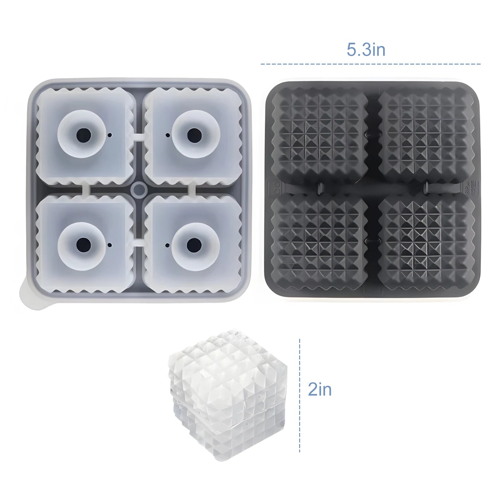 Large Silicone Ice Cube Tray With Lid Big Ice Ball Maker Round Sphere for Whiskey/ Cocktails/Bourbon