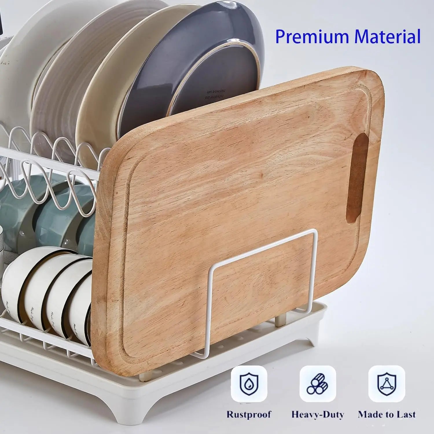 Dish Drying Rack, 2 Tier Dish Racks for Kitchen Counter, Large Drying Rack with Drainboard, Rustproof Dish Drainer Organizer