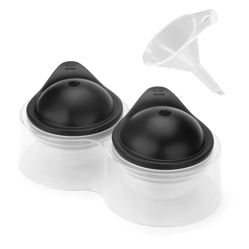 Large Silicone Ice Cube Tray With Lid Big Ice Ball Maker Round Sphere for Whiskey/ Cocktails/Bourbon