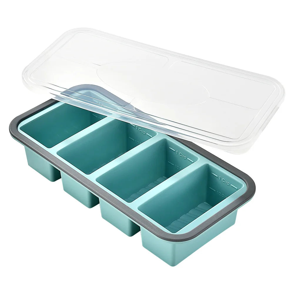 New Freeze Preservation Mold Giant Large Silicone Ice Cube Tray Mold with Lid Food Storage Container Baking Mold Kitchen Tools