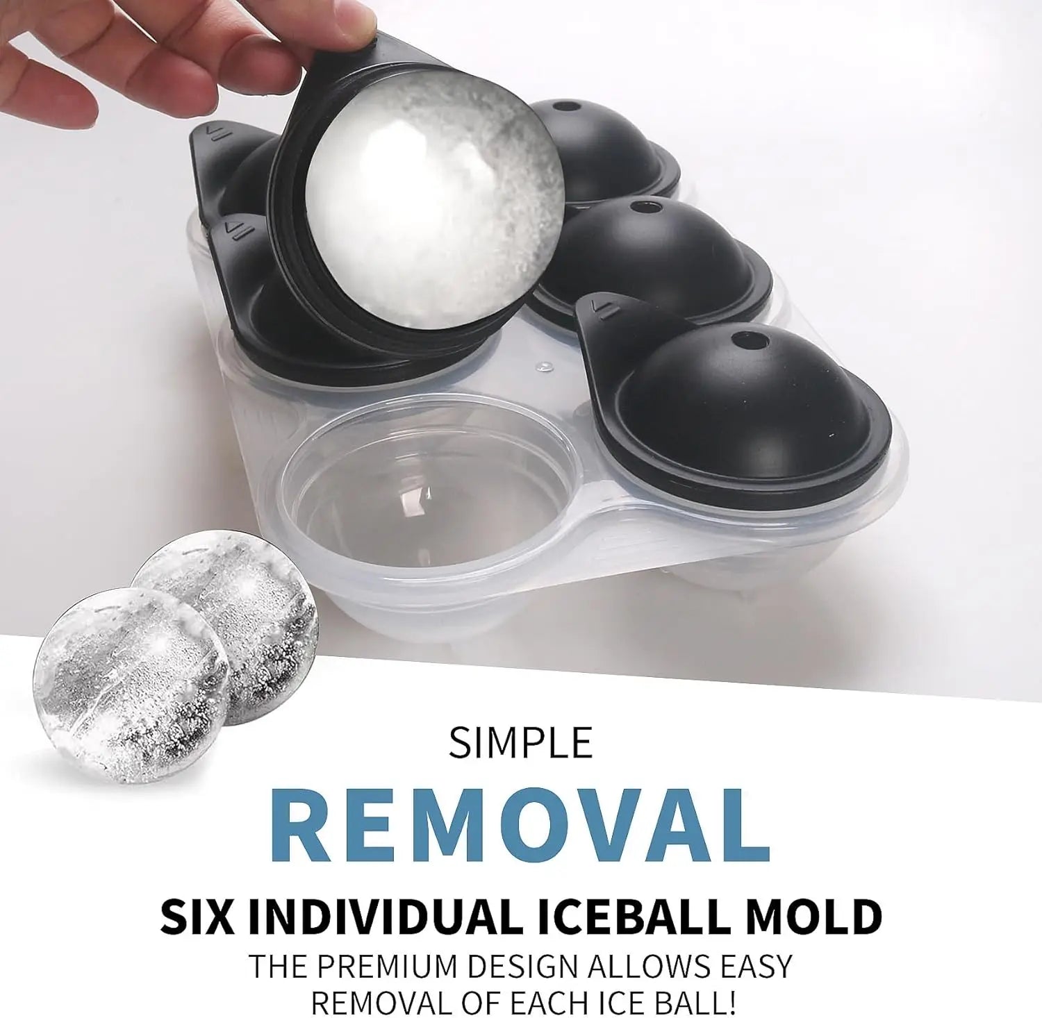 Large Silicone Ice Cube Tray With Lid Big Ice Ball Maker Round Sphere for Whiskey/ Cocktails/Bourbon