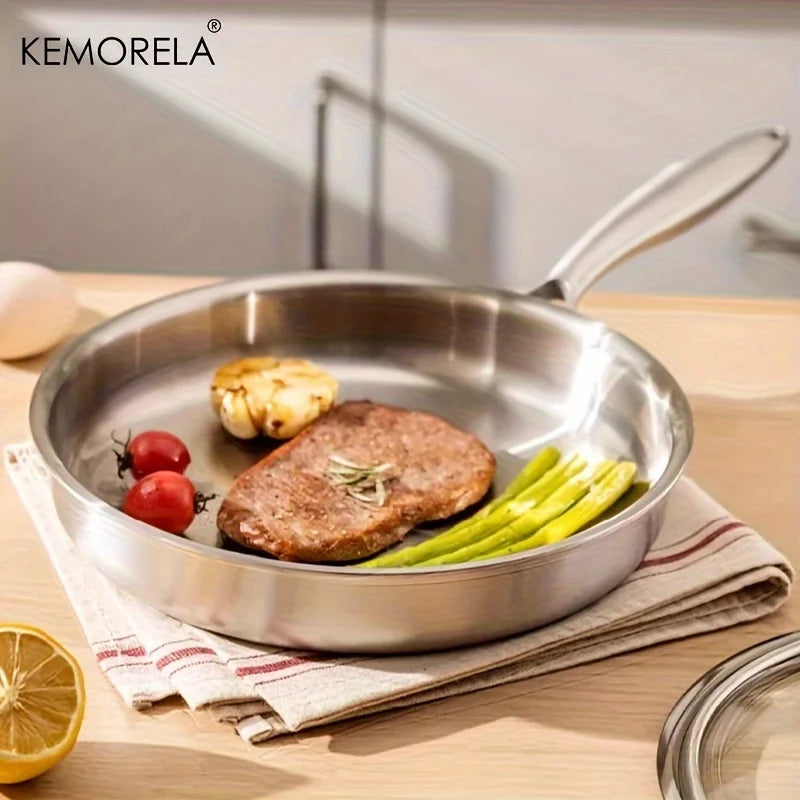 3PCS Stainless Steel Frying Pan Set 22/26/30cm Non-Stick Frying Pan For Gas Stove And Induction Cooker PanCakes For Steak Eggs