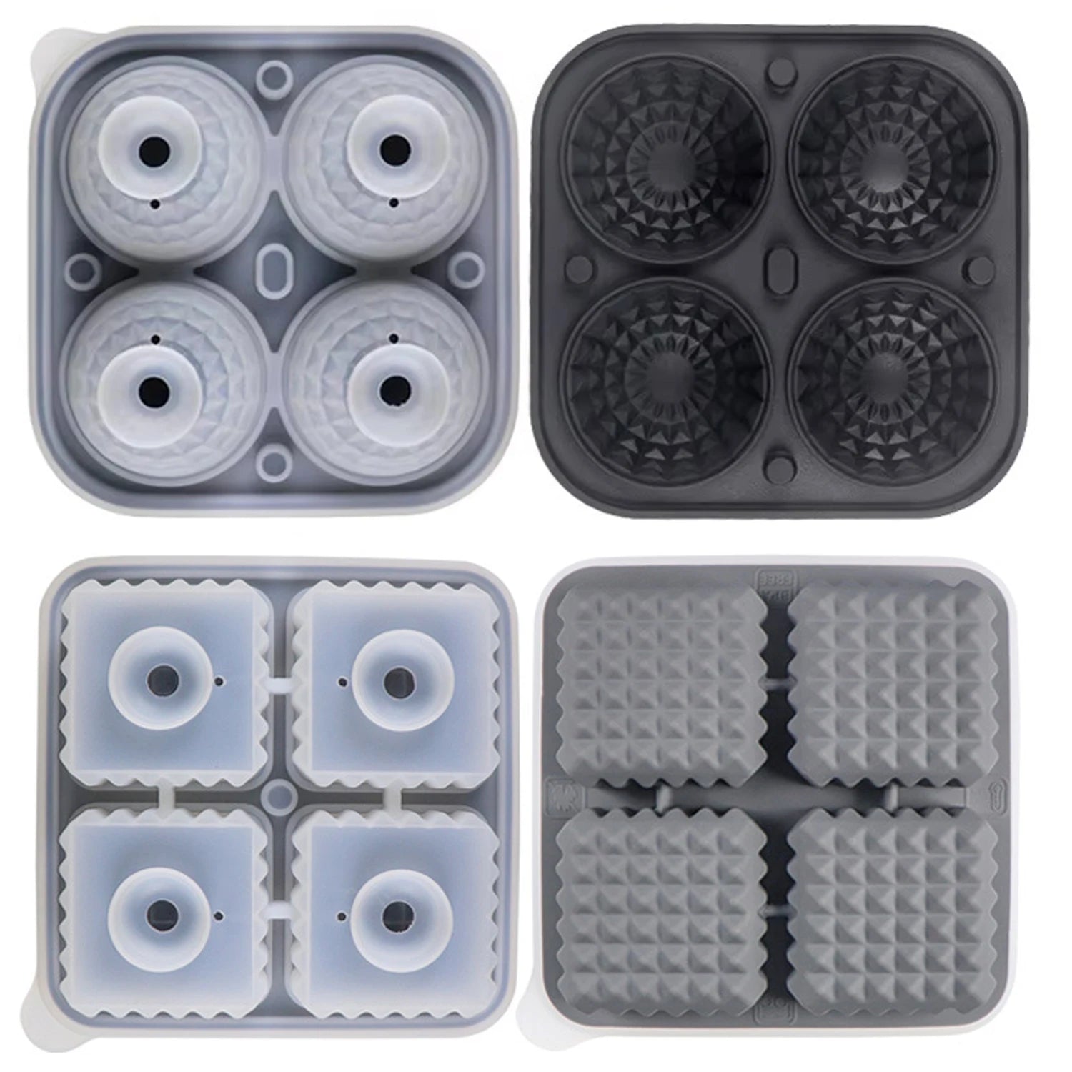 Large Silicone Ice Cube Tray With Lid Big Ice Ball Maker Round Sphere for Whiskey/ Cocktails/Bourbon