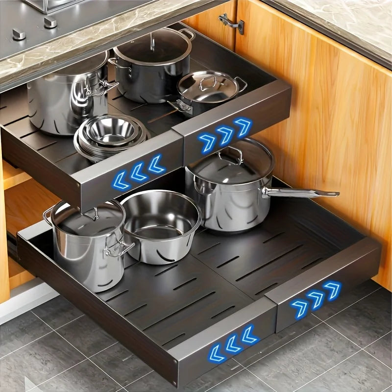 Kitchen Storage Rack with Slide Rails Pull-out Kitchen Drawer Type Storage Tray Spice Box Storage Shelf Cabinets Basket Tools