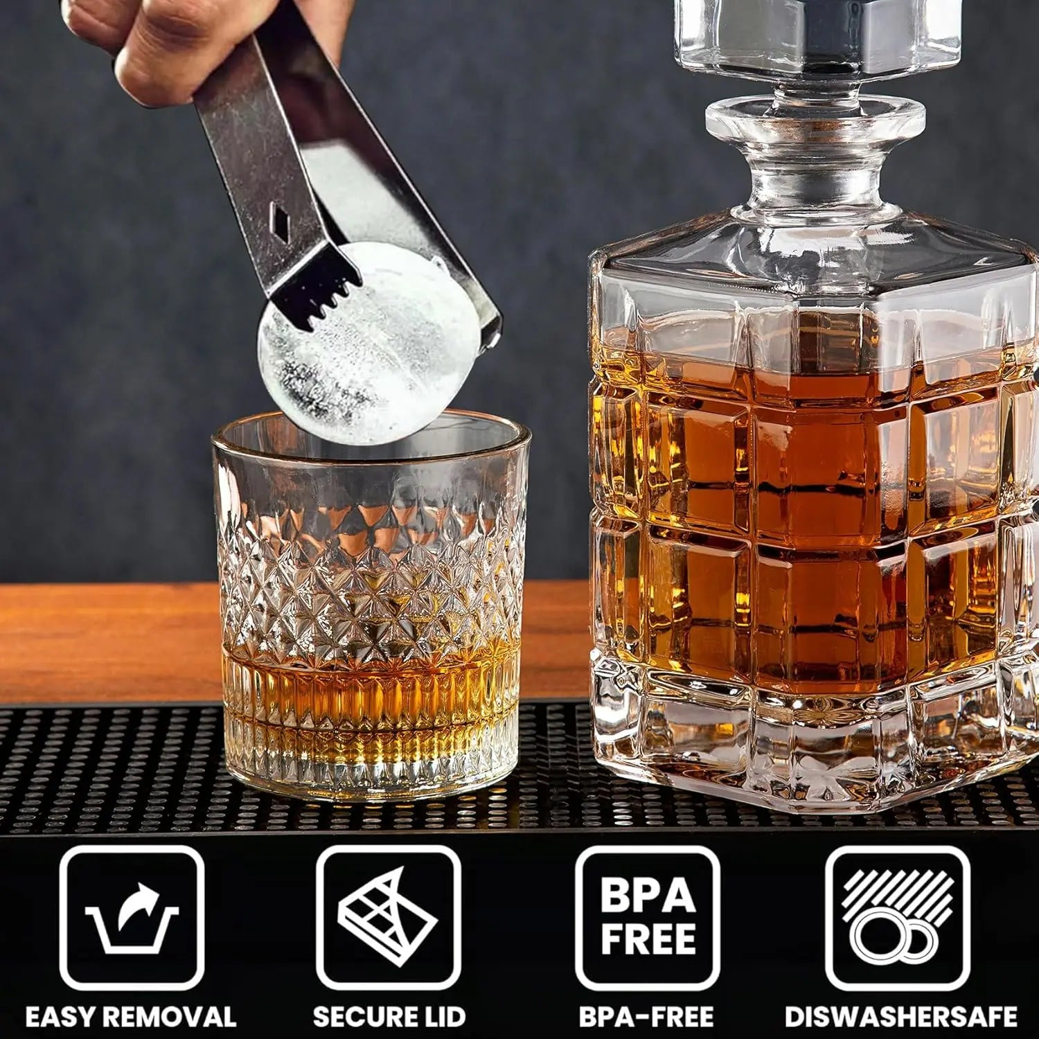 Large Silicone Ice Cube Tray With Lid Big Ice Ball Maker Round Sphere for Whiskey/ Cocktails/Bourbon