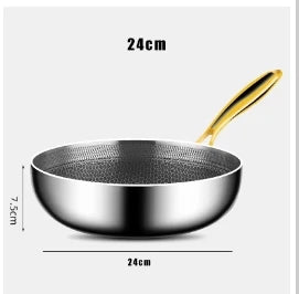 316 stainless steel flat-bottomed pan, non-stick cookware, no coating, griddle pan, deep-frying egg and pancake pot, honeycomb