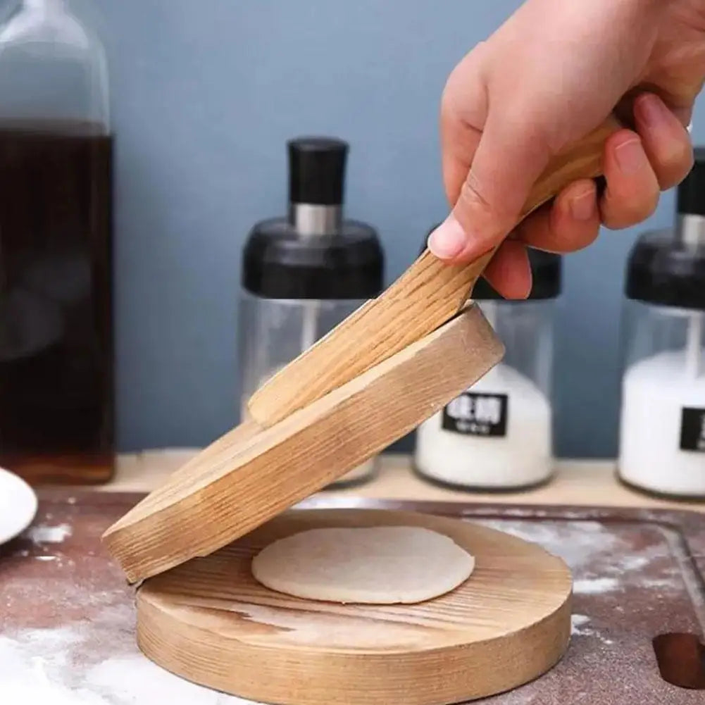 Wooden Manual Dough Press Roller Round/Square Shape Corn Tortilla Dumpling Skin Bun Skin Press Mold Kitchen Baking Tool