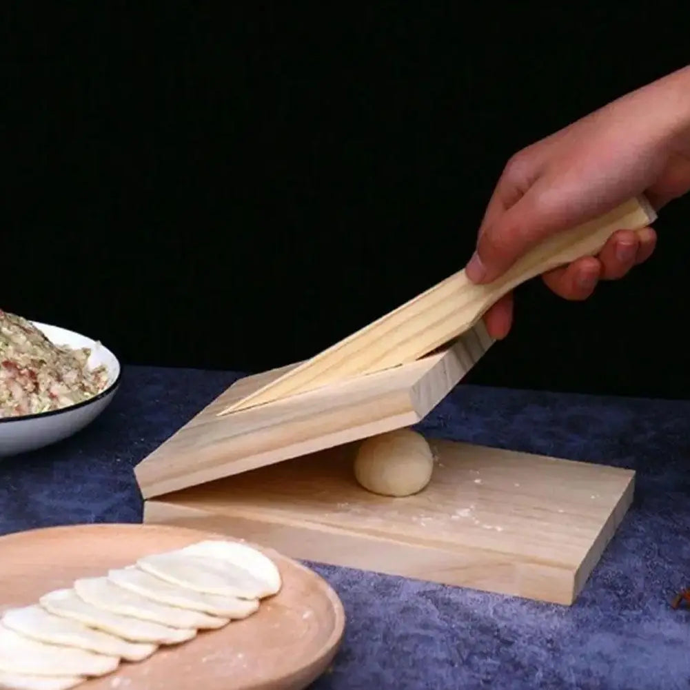 Wooden Manual Dough Press Roller Round/Square Shape Corn Tortilla Dumpling Skin Bun Skin Press Mold Kitchen Baking Tool