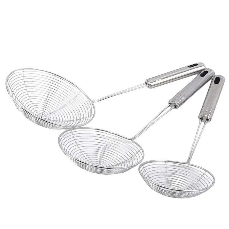 1/3/5pcs Stainless Steel Frying Strainer French Fries Spoon Wire Mesh Skimmer Colander Fryer Scoop Sieve Kitchen Supplies